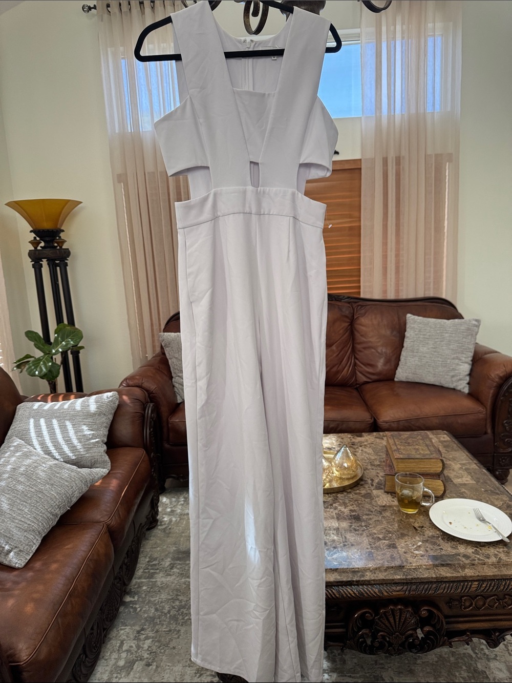 Karina Grimaldi Light Gray Cutout Jumpsuit